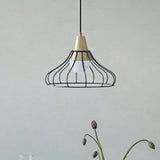 Modern Metal Cone Pendant Light With Wire-Cage Shade - 1 9’/13’ Wide Black / 13’