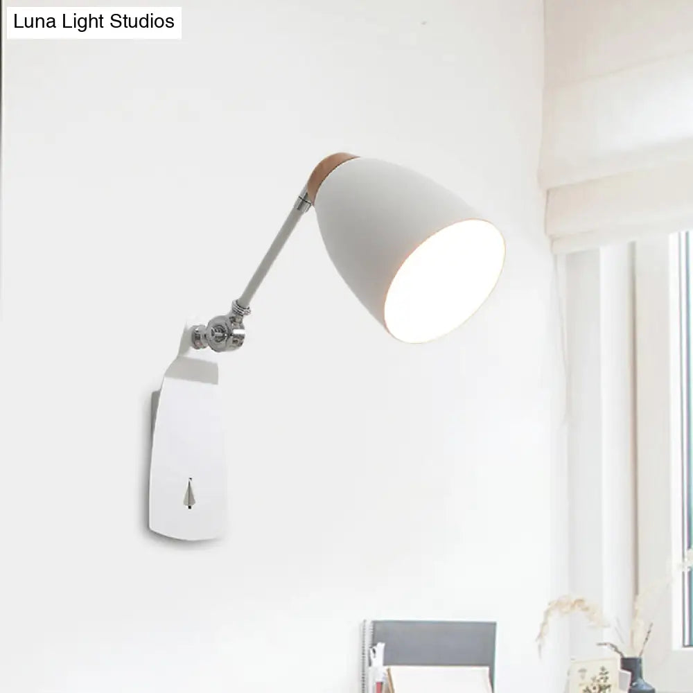 Modern Metal Cup Wall Mounted Light - Rotatable 1-Light Sconce Lamp White/Black Finish
