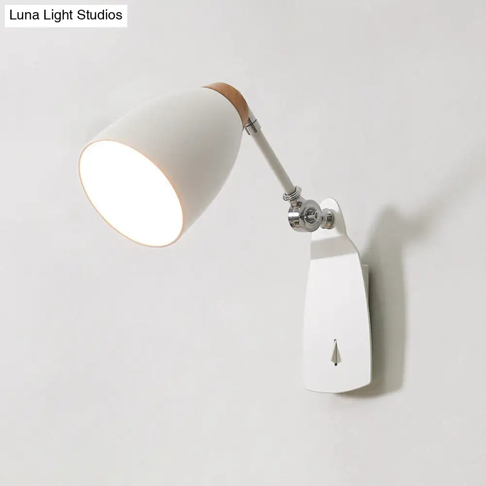 Modern Metal Cup Wall Mounted Light - Rotatable 1-Light Sconce Lamp White/Black Finish