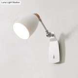 Modern Metal Cup Wall Mounted Light - Rotatable 1-Light Sconce Lamp White/Black Finish