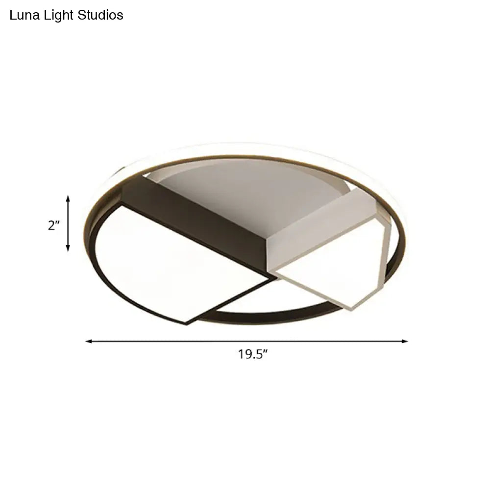 Modern Metal Diamond Ceiling Mounted Led Fixture - 16’/19.5’ Wide Black - White Flushmount