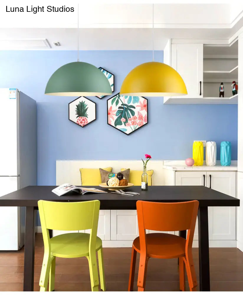 Modern Metal Dome Pendant Light For Dining Room - Contemporary Hanging Fixture