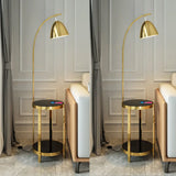 Modern Metal Floor Lamp With 2-Layer Table - Ideal For Living Room Reading And Lighting Gold-Black