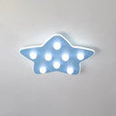 Modern Metal Flush Ceiling Light: Blue/Pink/White Stars 8 Bulbs - Ideal For Kids’ Rooms Blue
