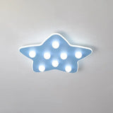 Modern Metal Flush Ceiling Light: Blue/Pink/White Stars 8 Bulbs - Ideal For Kids’ Rooms Blue