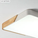 Modern Metal Flush Light: Rectangle Macaron Led Ceiling Fixture (White/Pink) With Acrylic Diffuser