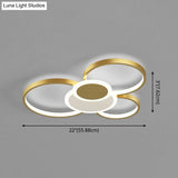 Modern Metal Flush Mount Ceiling Light Fixture With Multi-Ring Design For Living Room