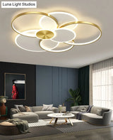 Modern Metal Flush Mount Ceiling Light Fixture With Multi-Ring Design For Living Room