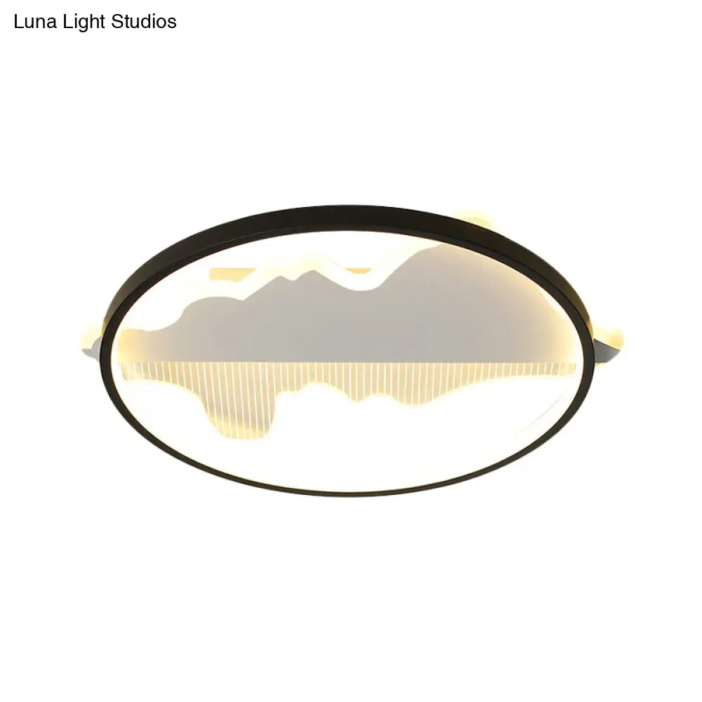 Modern Metal Flush Mount Led Ceiling Light In Black/White - Warm/White 16.5’/20.5’ Diameter