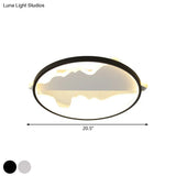 Modern Metal Flush Mount Led Ceiling Light In Black/White - Warm/White 16.5’/20.5’ Diameter