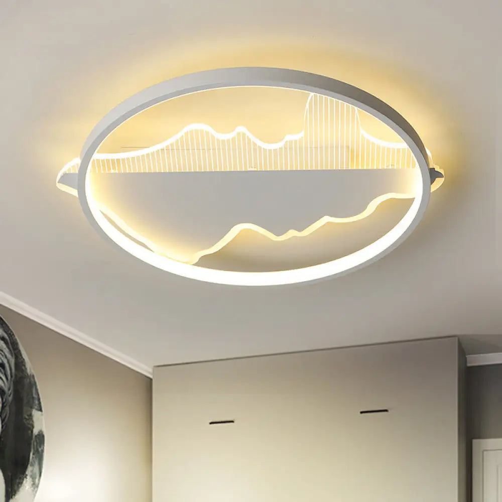 Modern Metal Flush Mount Led Ceiling Light In Black/White - Warm/White 16.5’/20.5’ Diameter