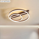 Modern Metal Gold/Coffee Flush Mount Light - 18’/21.5’ W 2 - Hoop Led Ceiling Lamp Parlor Warm/White