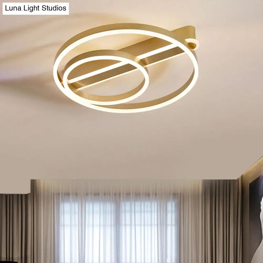 Modern Metal Gold/Coffee Flush Mount Light - 18’/21.5’ W 2 - Hoop Led Ceiling Lamp Parlor Warm/White