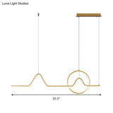 Modern Metal Gold Led Pendant Chandelier - Curve Design Warm Or White Light Ceiling Mount