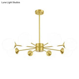 Modern Metal Hanging Chandelier With Opal Glass Shade - Gold Ceiling Light For Living Room