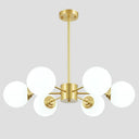 Modern Metal Hanging Chandelier With Opal Glass Shade - Gold Ceiling Light For Living Room 6 /