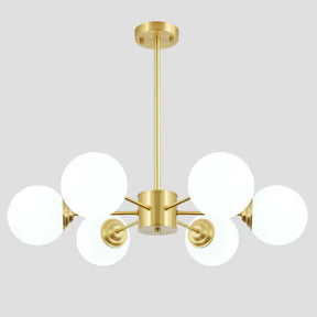 Modern Metal Hanging Chandelier With Opal Glass Shade - Gold Ceiling Light For Living Room 6 /