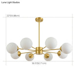 Modern Metal Hanging Chandelier With Opal Glass Shade - Gold Ceiling Light For Living Room