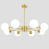 Modern Metal Hanging Chandelier With Opal Glass Shade - Gold Ceiling Light For Living Room 8 /