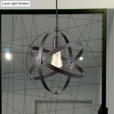 Modern Metal Hanging Light With Black Wire Frame For Living Room