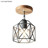 Modern Metal Hexagon Ceiling Light - Gray/White/Pink/Yellow/Blue/Green Semi Flush Mount For Bedroom