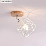 Modern Metal Hexagon Ceiling Light - Gray/White/Pink/Yellow/Blue/Green Semi Flush Mount For Bedroom