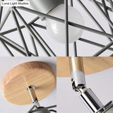 Modern Metal Hexagon Ceiling Light - Gray/White/Pink/Yellow/Blue/Green Semi Flush Mount For Bedroom