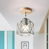 Modern Metal Hexagon Ceiling Light - Gray/White/Pink/Yellow/Blue/Green Semi Flush Mount For Bedroom