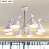 Modern Metal Horn Shade Pendant Lamp - 8 Lights For Living Room