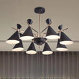Modern Metal Horn Shade Pendant Lamp - 8 Lights For Living Room Black