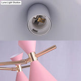Modern Metal Horn Shape Ceiling Lamp - 6 Light Hanging Chandelier For Bedroom
