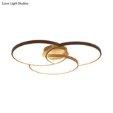 Modern Metal Intersecting Ring Led Ceiling Fixture Black/White Semi - Flush Mount Warm/White Light