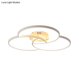 Modern Metal Intersecting Ring Led Ceiling Fixture Black/White Semi - Flush Mount Warm/White Light