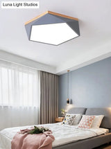 Modern Metal Led Bedroom Flush Mount Ceiling Light Fixture - Pentagon Lighting