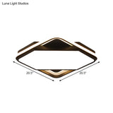 Modern Metal Led Bedroom Flush Mount Lamp - 16.5’/20.5’ W Square Design Black White/Warm Light