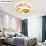 Modern Metal Led Ceiling Light For Bedroom - Circular Flush Mount Fixture