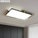 Modern Metal Led Ceiling Light In Black And Gold Square/Rectangular Flush Mount Dia 16.5’/20.5’/35.5