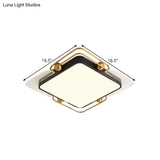 Modern Metal Led Ceiling Light In Black And Gold Square/Rectangular Flush Mount Dia 16.5’/20.5’/35.5
