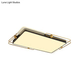 Modern Metal Led Ceiling Light In Black And Gold Square/Rectangular Flush Mount Dia 16.5’/20.5’/35.5