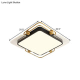 Modern Metal Led Ceiling Light In Black And Gold Square/Rectangular Flush Mount Dia 16.5’/20.5’/35.5