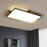 Modern Metal Led Ceiling Light In Black And Gold Square/Rectangular Flush Mount Dia