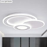 Modern Metal Led Ceiling Mounted Fixture For Guest Room - Minimalist Black & White Flush Light