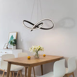Modern Metal Led Chandelier With Seamless Curve Design For Dining Room Pendant Lighting