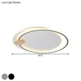 Modern Metal Led Circle Ceiling Lamp: Black/Grey Flush Mount Lighting In Warm/White Light
