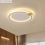 Modern Metal Led Circle Ceiling Lamp: Black/Grey Flush Mount Lighting In Warm/White Light