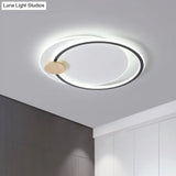 Modern Metal Led Circle Ceiling Lamp: Black/Grey Flush Mount Lighting In Warm/White Light