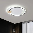 Modern Metal Led Circle Ceiling Lamp: Black/Grey Flush Mount Lighting In Warm/White Light