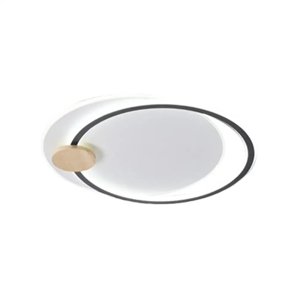 Modern Metal Led Circle Ceiling Lamp: Black/Grey Flush Mount Lighting In Warm/White Light 16.5/20.5
