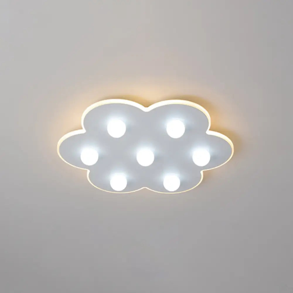 Modern Metal Led Flush Ceiling Light For Kids - Flower/Round/Square Design 8 Lights 16.5/19.5 Inch
