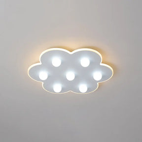 Modern Metal Led Flush Ceiling Light For Kids - Flower/Round/Square Design 8 Lights 16.5/19.5 Inch